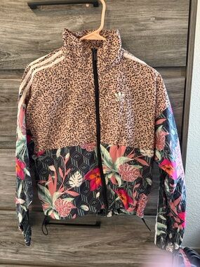 adidas Pink Floral & Leopard Print Zip-Up Bomber Jacket set